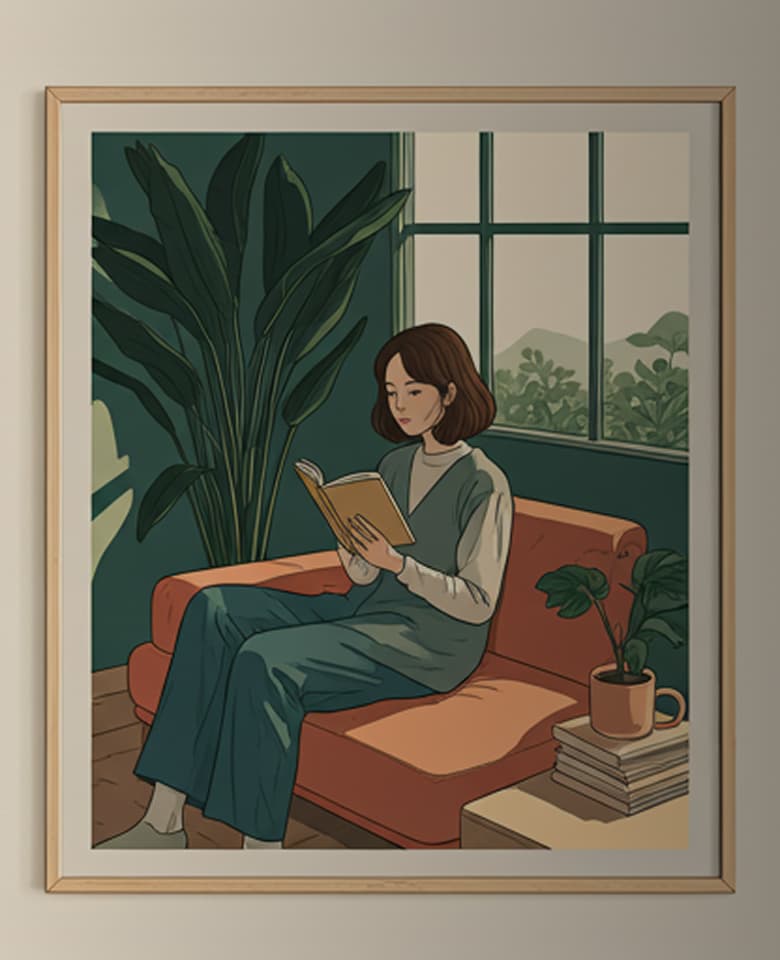 Person reading in a cozy room